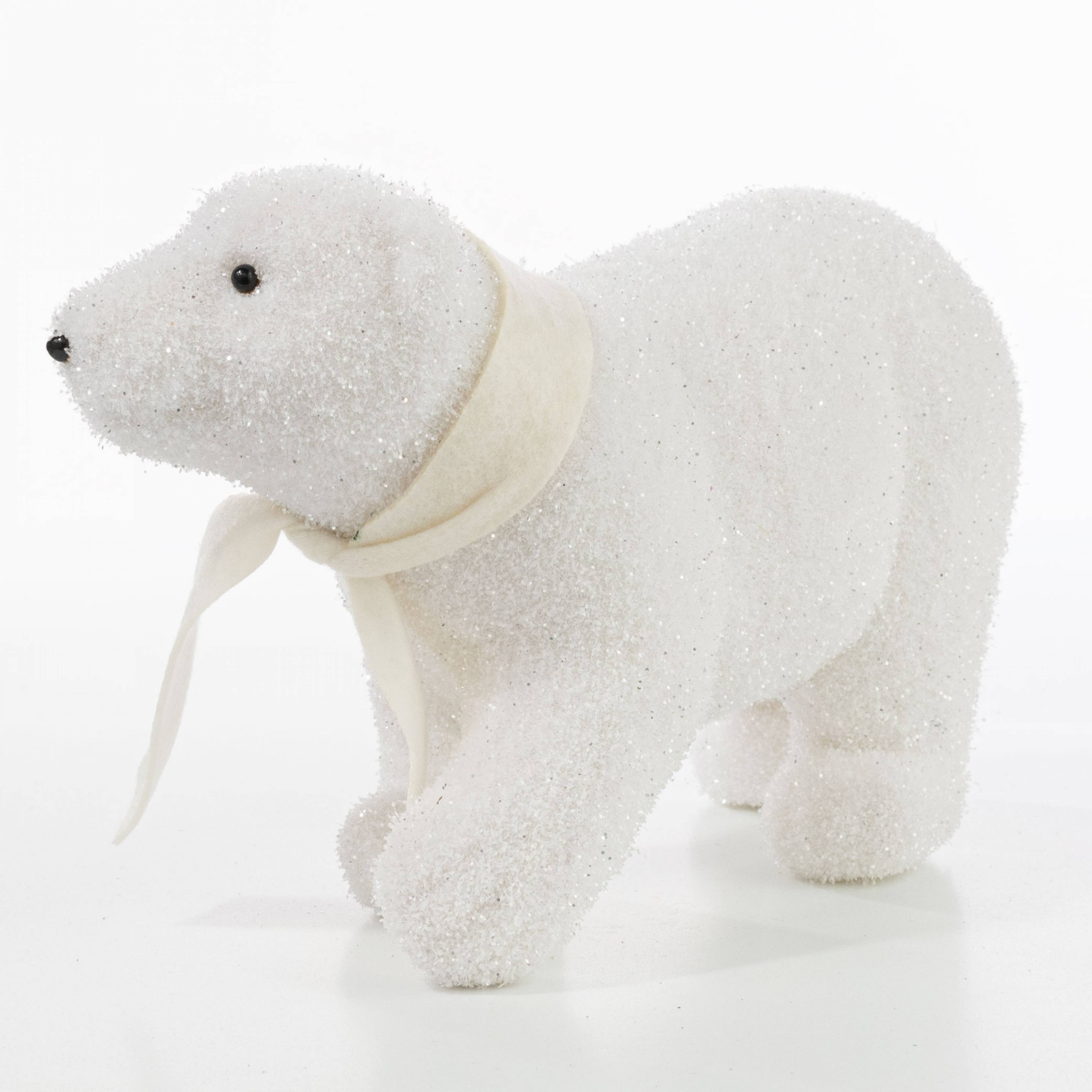 13" Flocked Polar Bear Decoration
