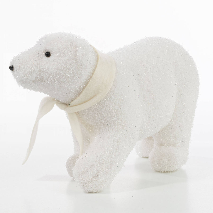 13" Flocked Polar Bear Decoration