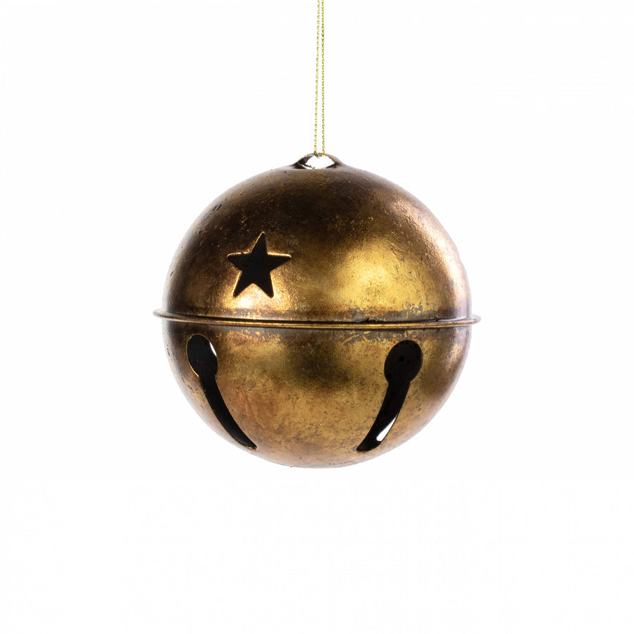 4" Rustic Jingle Bell Ornament: Gold