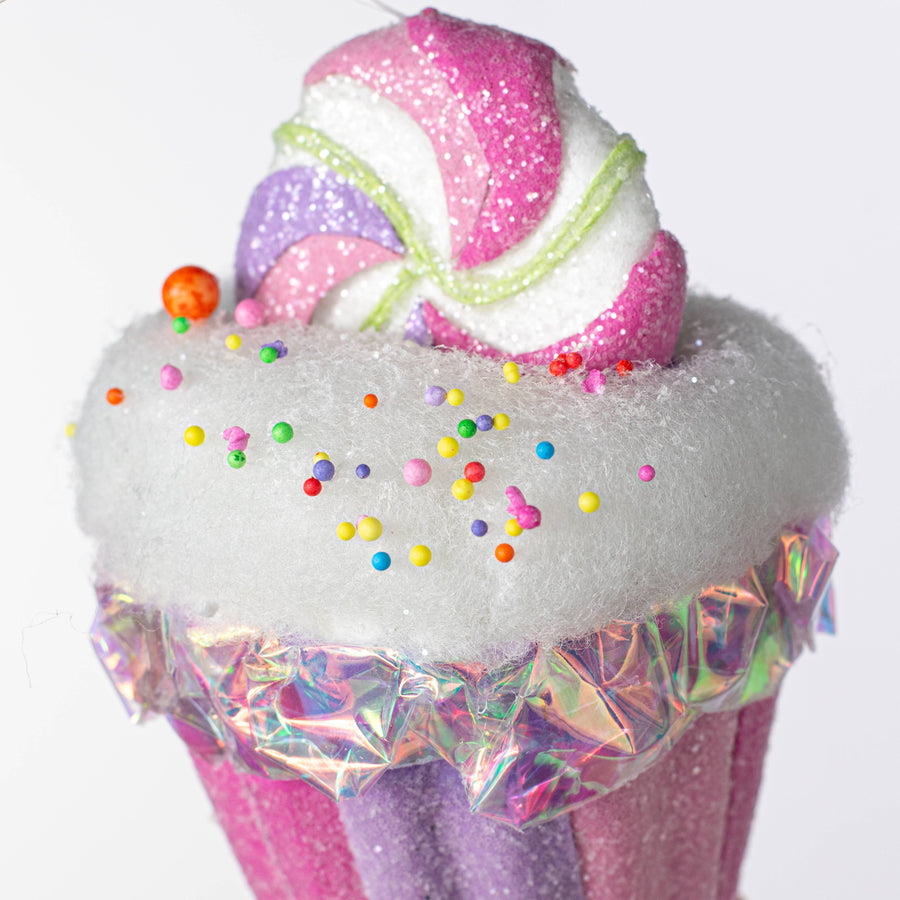 6" Iridescent Cupcake Ornament: Pastel Candy
