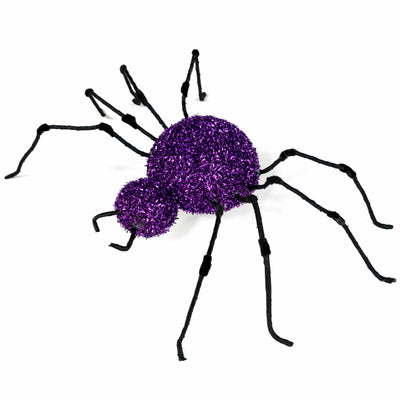 16" Frizzy Tinsel Spider: Purple