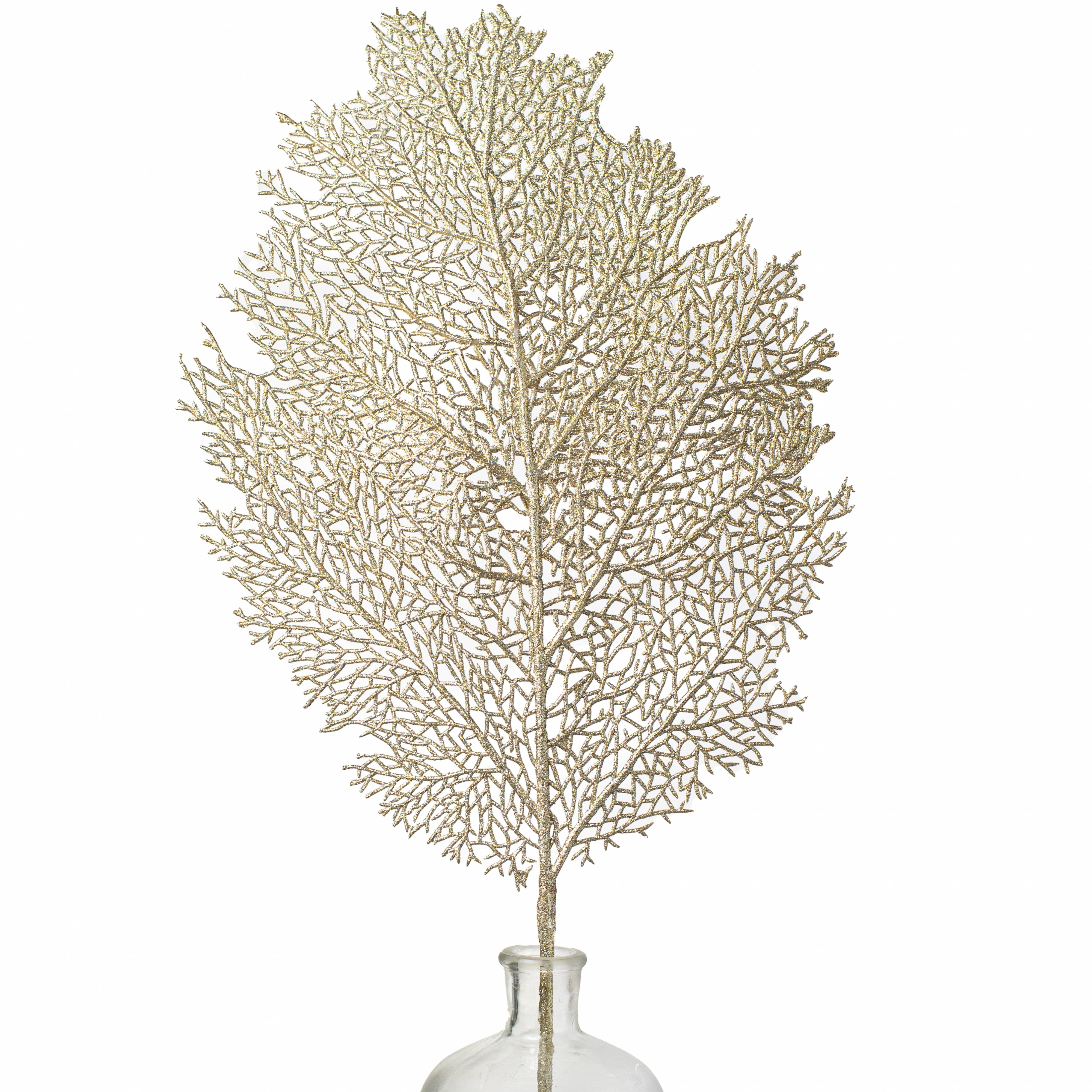 36" Glitter Sea Fan Spray: Champagne Gold