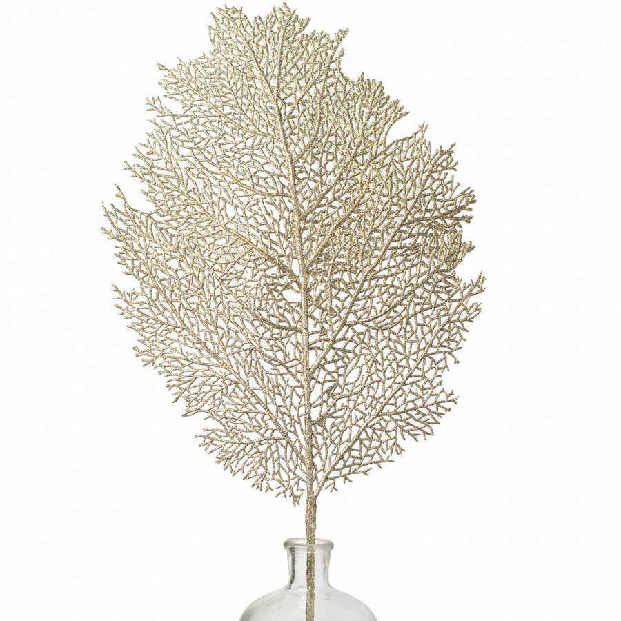 36" Glitter Sea Fan Spray: Champagne Gold