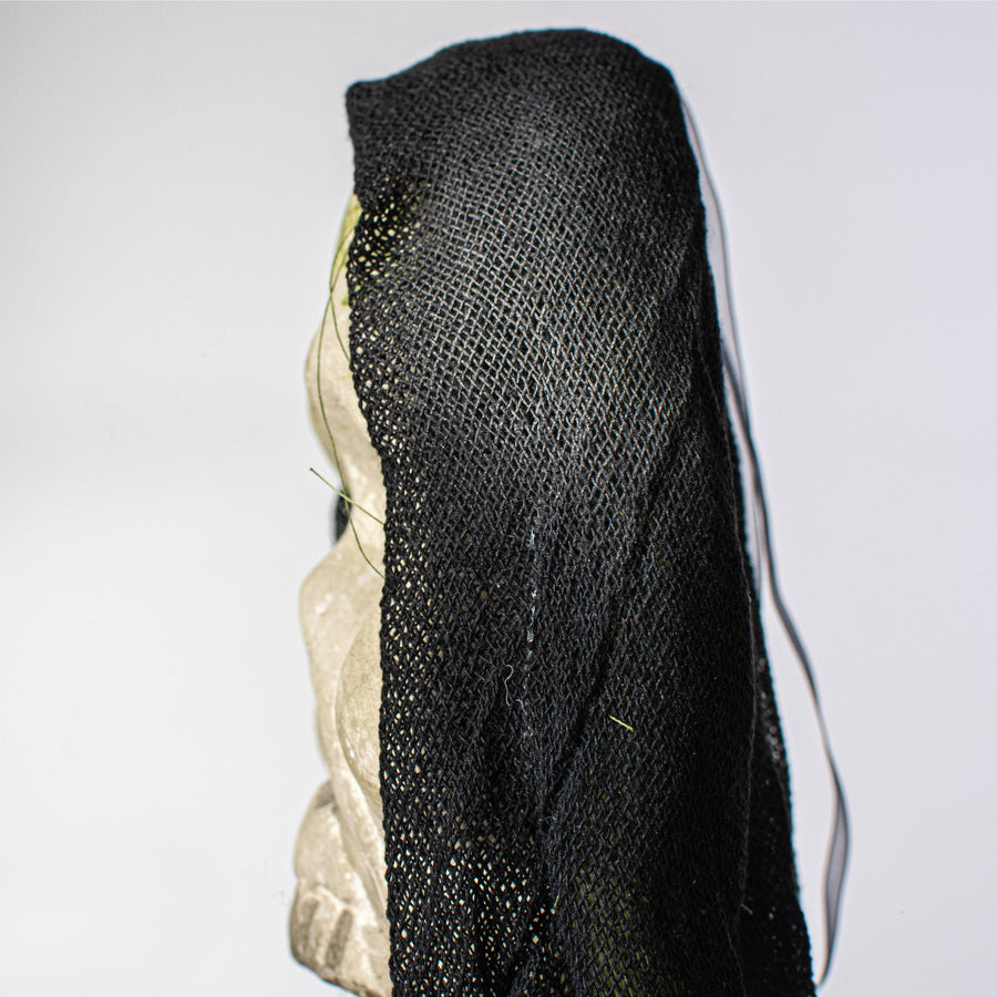 20" x 6" Styrofoam & Burlap Witch Skull: Green & Black