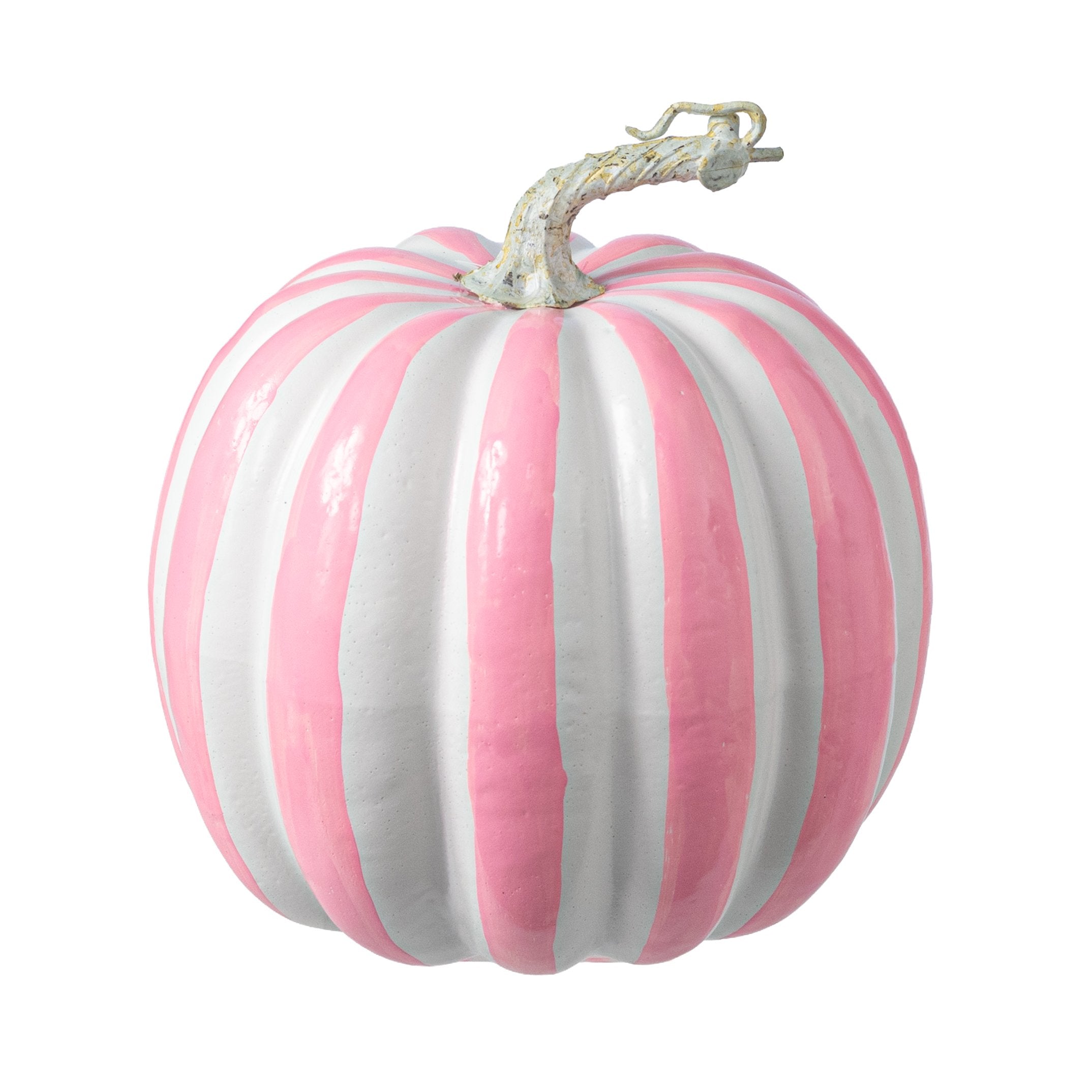 7.5" Striped Foam Pumpkin: Pink & White Item Number: 23066-PKWT