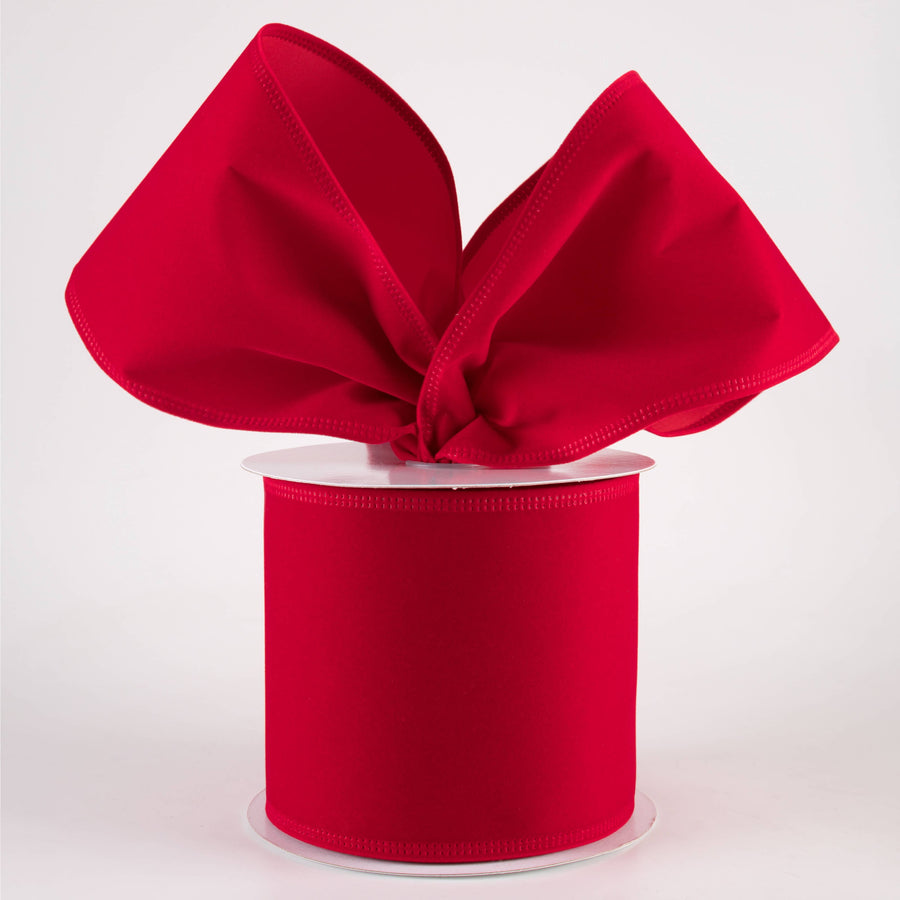 4" Value Velvet Ribbon: Bright Red (10 Yards)