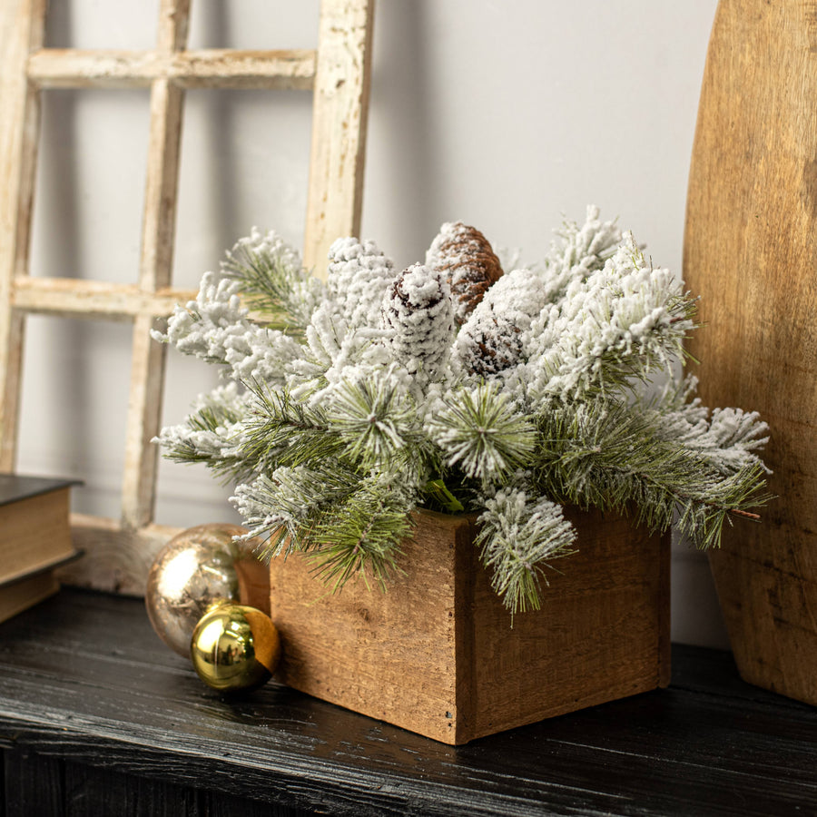 12" Flocked Dakota Pine Centerpiece Ball Swag