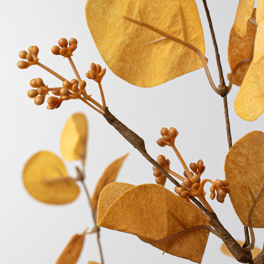 32" Seeded Eucalyptus Spray: Mustard Yellow