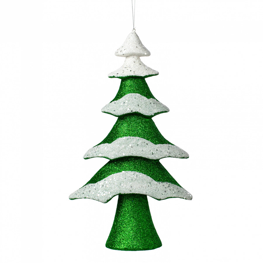 15" Glittered Snowy Christmas Tree Ornament
