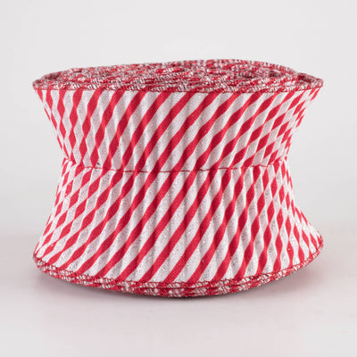 3" Pleated Stripe Ribbon: Red & White Candy Cane (5 Yards)