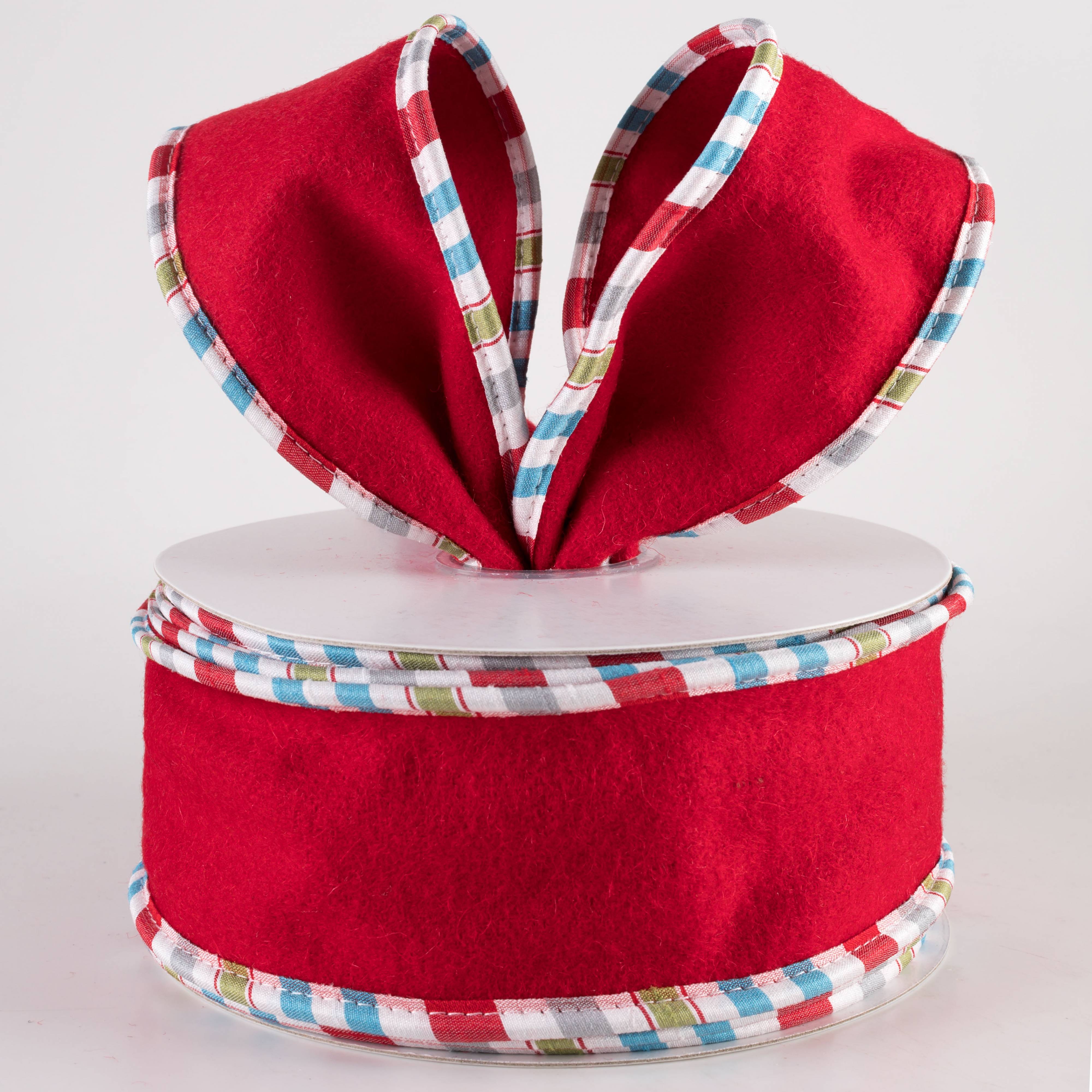 2.5" Felt Holiday Stripe Edge Designer Ribbon (10 Yards)