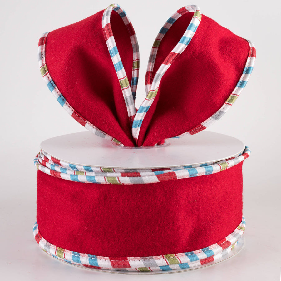 2.5" Felt Holiday Stripe Edge Designer Ribbon (10 Yards)