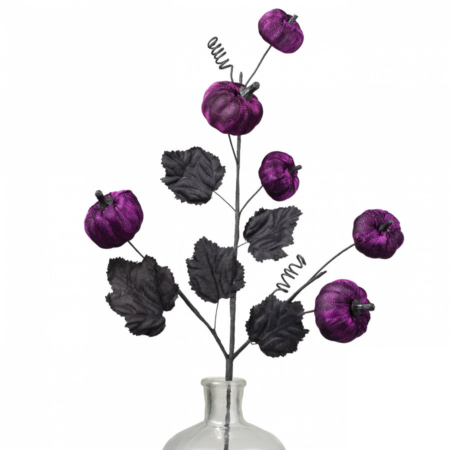 29" Metallic Fabric Pumpkins Spray: Purple & Black