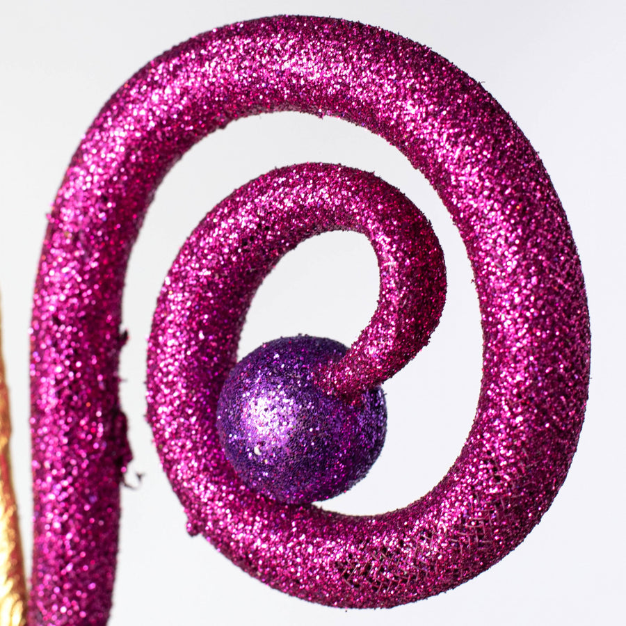 28" Spiral Curly Spray: Fuchsia Pink & Purple