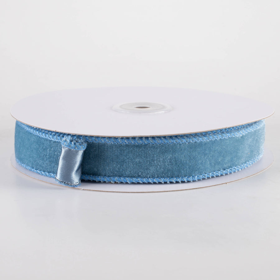 7/8" Deluxe Velvet Satin Backing Ribbon: Smoke Blue (10 Yards)