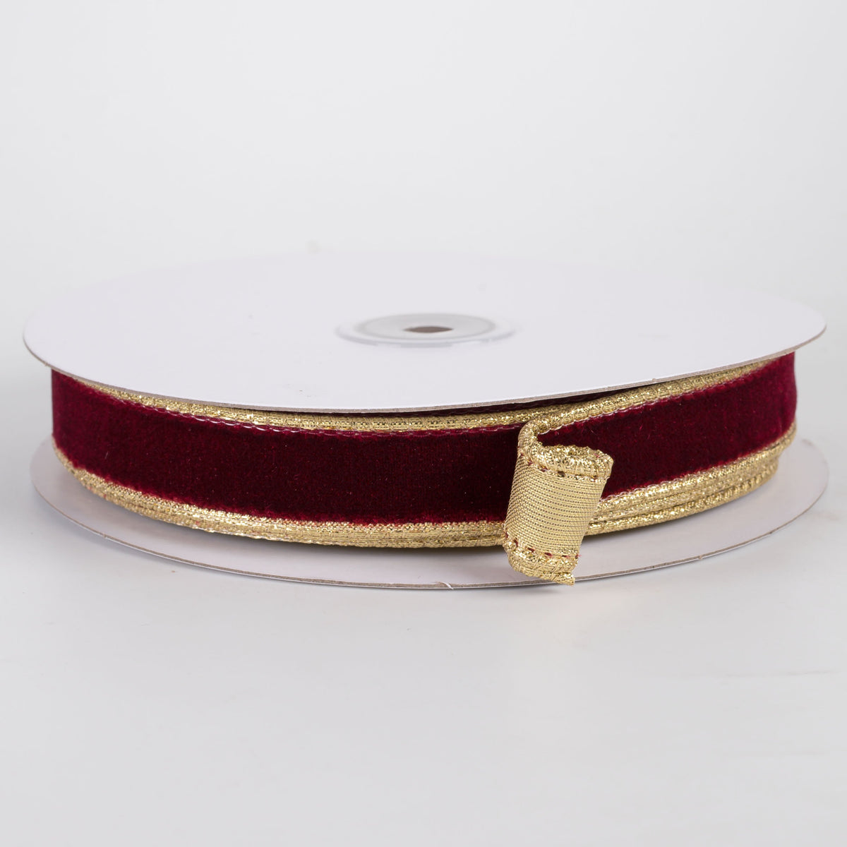 7/8" Deluxe Velvet Metallic Backing Ribbon: Burgundy & Gold (10 Yards) Item Number: RGH755392