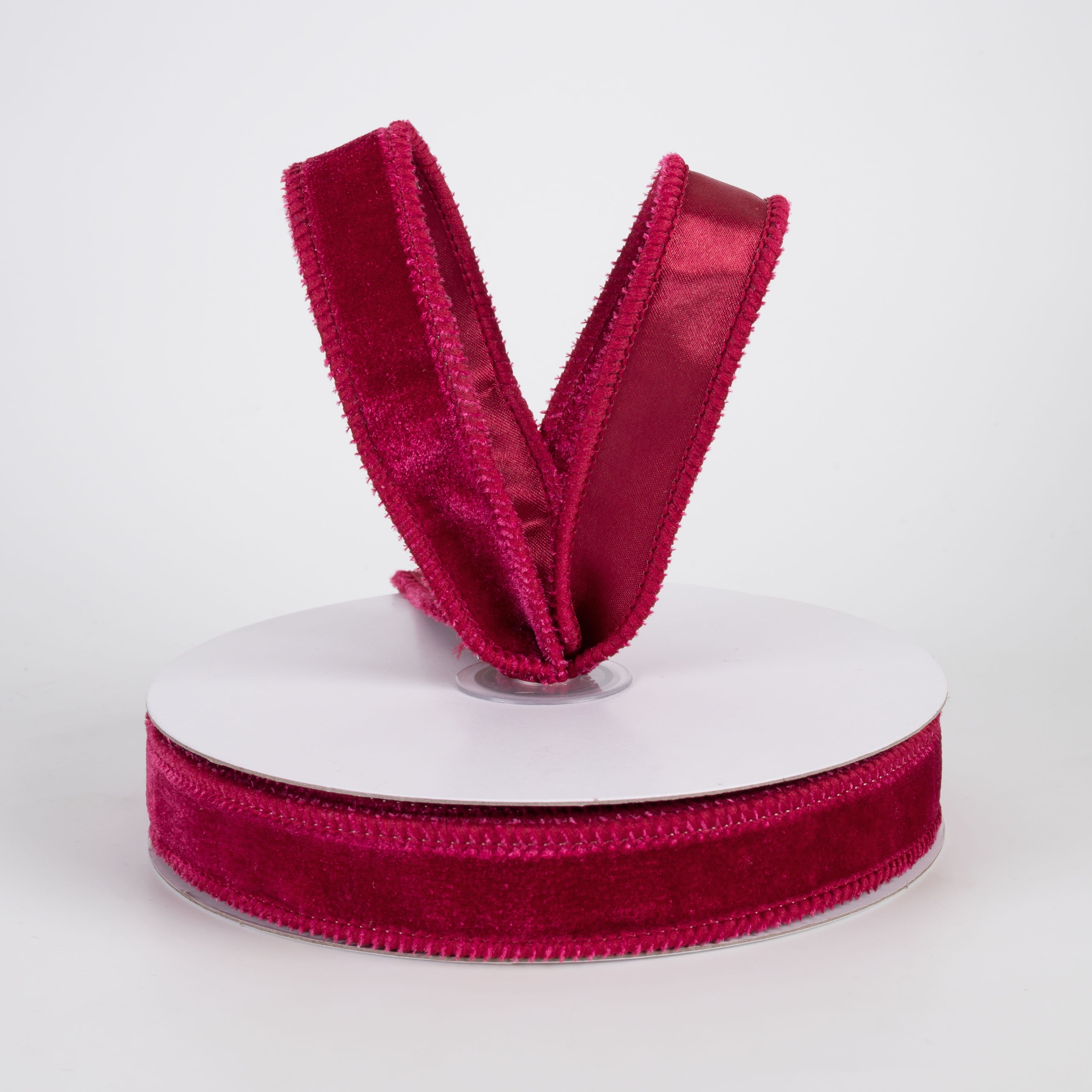 7/8" Deluxe Velvet Satin Backing Ribbon: Cranberry Red (10 Yards) Lifestyle Photo