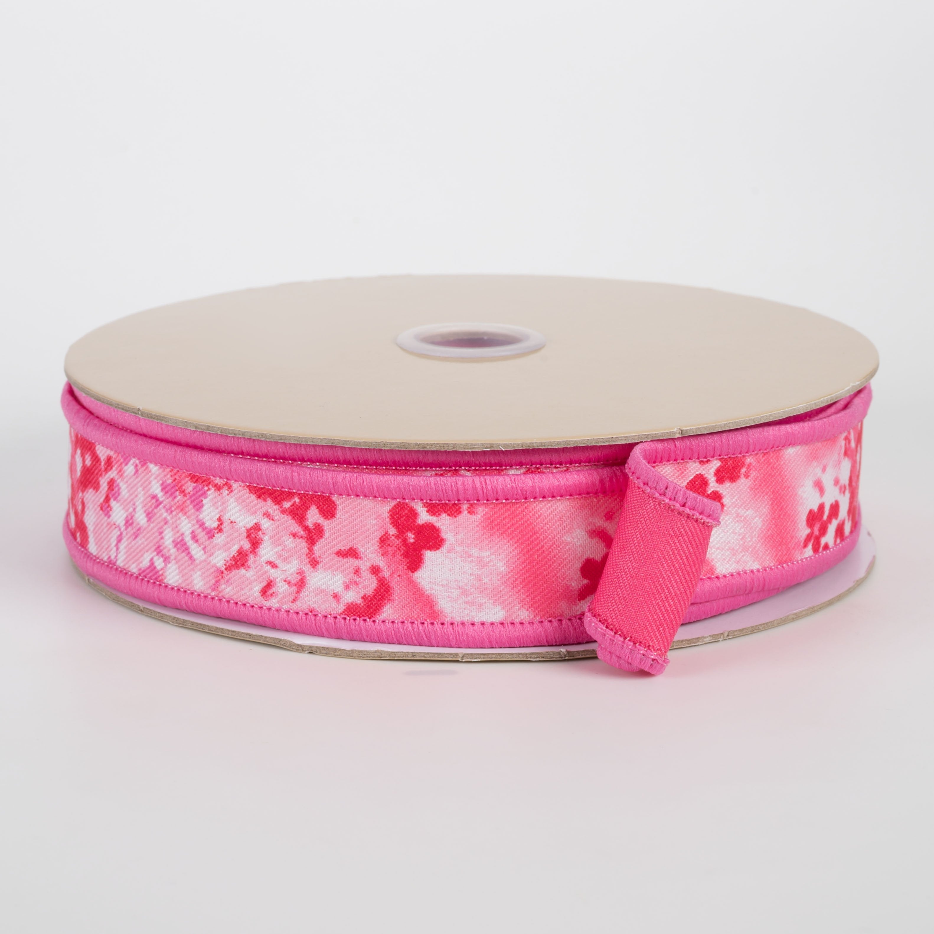 7/8" Double Sided Fused Abstract Print Ribbon: Pinks & Red (10 Yards) Item Number: LX331024