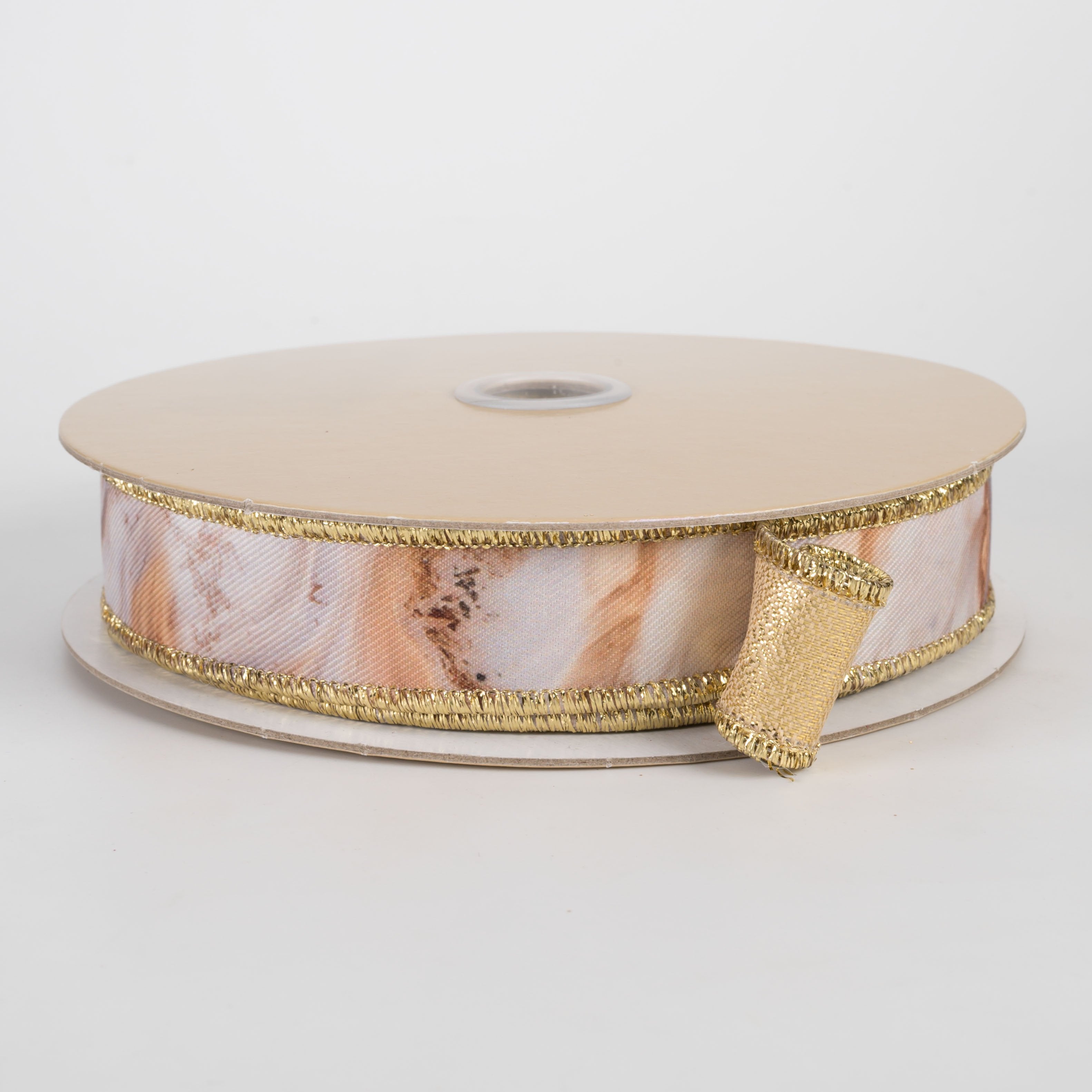 7/8" Double Sided Fused Marble & Gold Ribbon (10 Yards) Item Number: LX109930