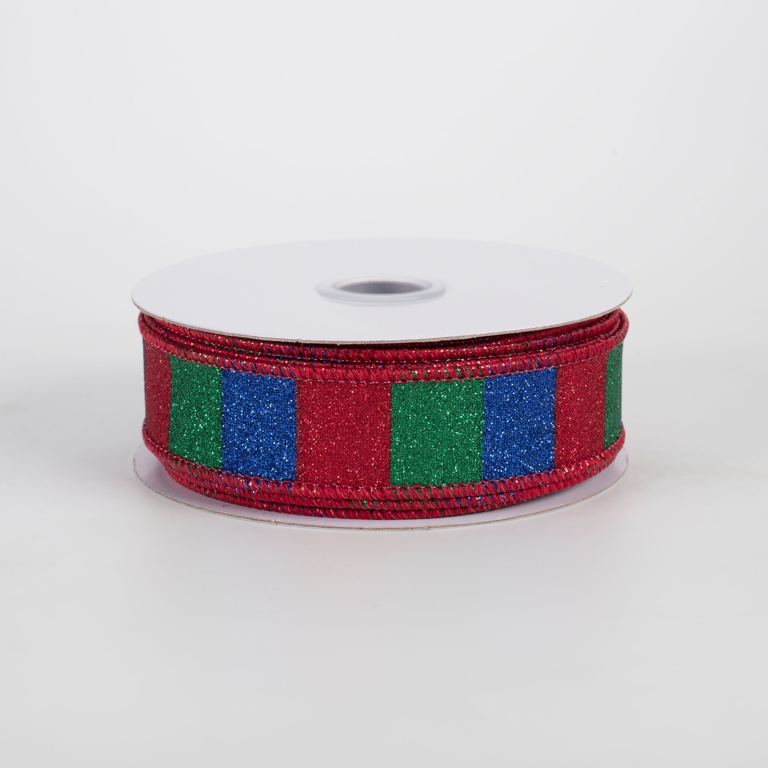 7/8" Horizontal Glitter Stripes Ribbon: Preppy Christmas (10 Yards) Item Number: RGF7618J5