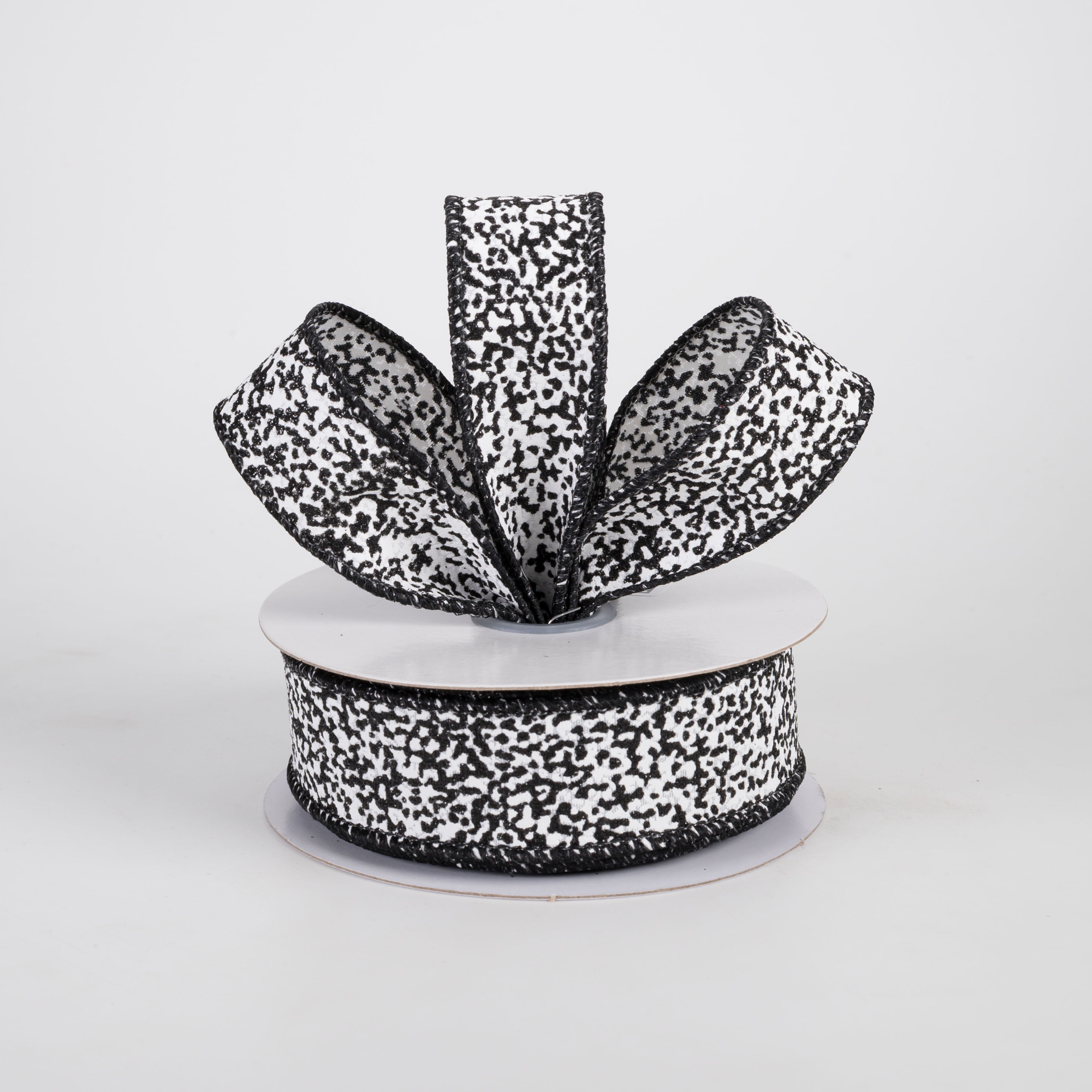 7/8" Snow Glitter Ribbon: White & Black (10 Yards) Lifestyle Photo