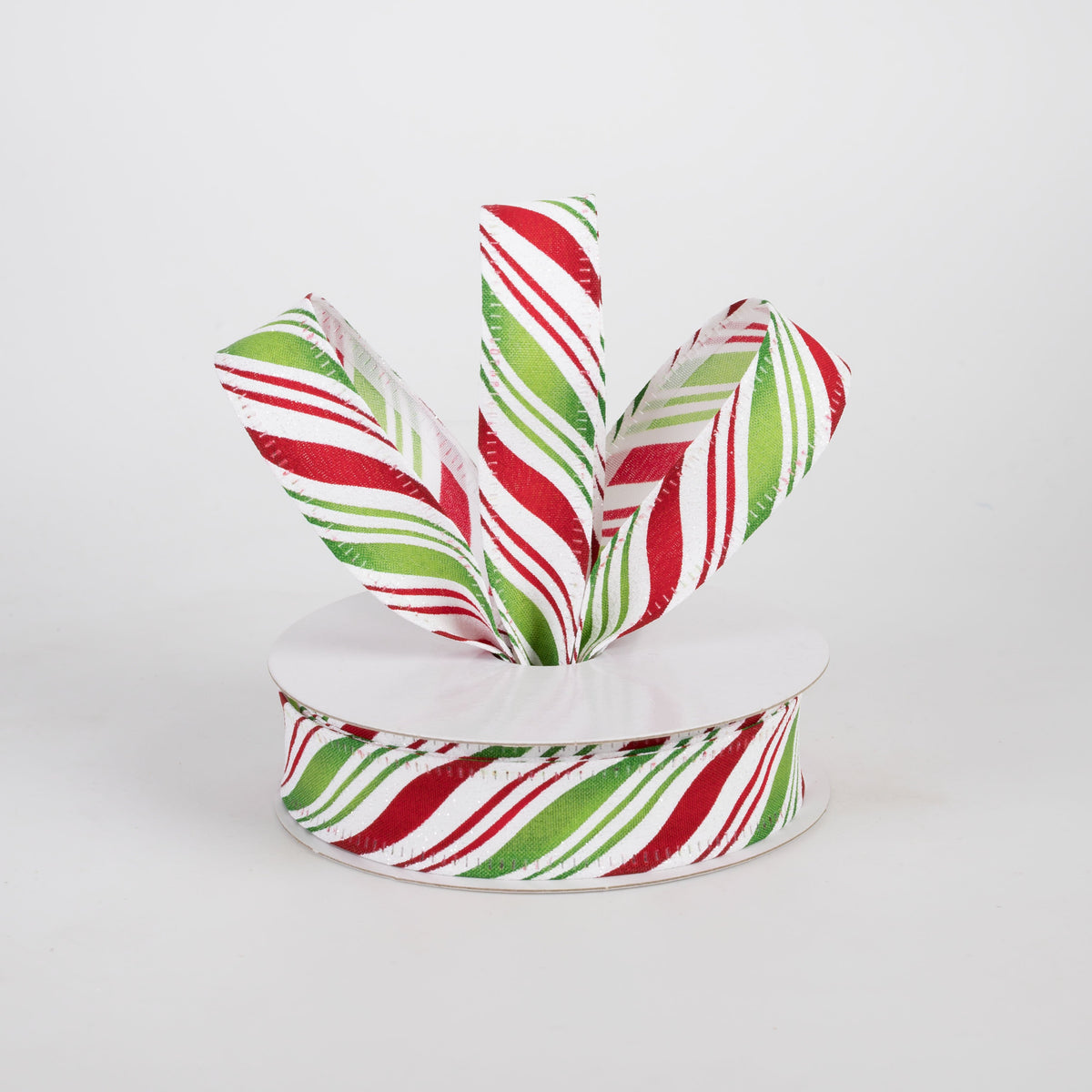 7/8" Wired Candy Cane Stripe Ribbon: Spearmint (10 Yards) Lifestyle Photo