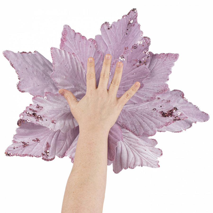 19" x 25" Jumbo Deluxe Velvet Poinsettia Stem: Lavender Purple
