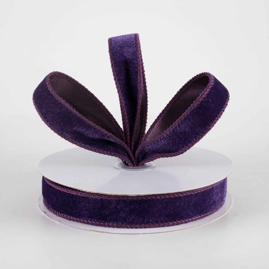 7/8" Deluxe Velvet Satin Backing Ribbon: Purple (10 Yards)