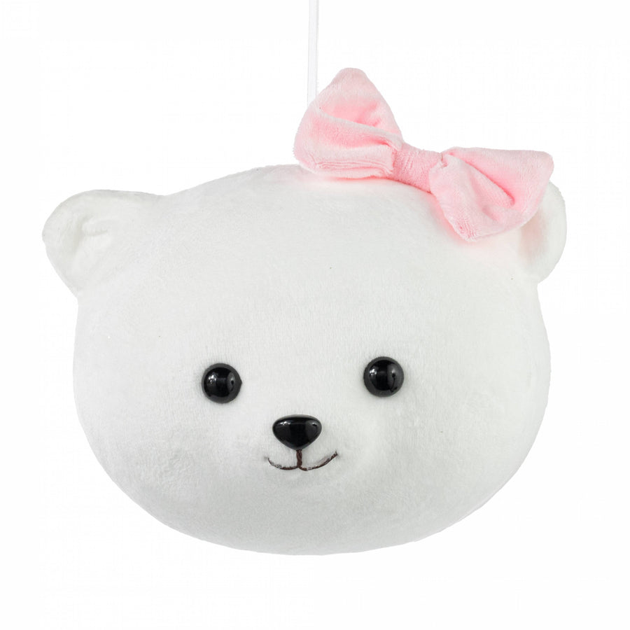 8" Teddy Bear Head Ornament: White