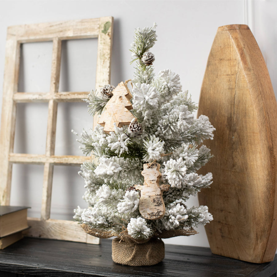 18" Flocked Dakota Pine Table Tree