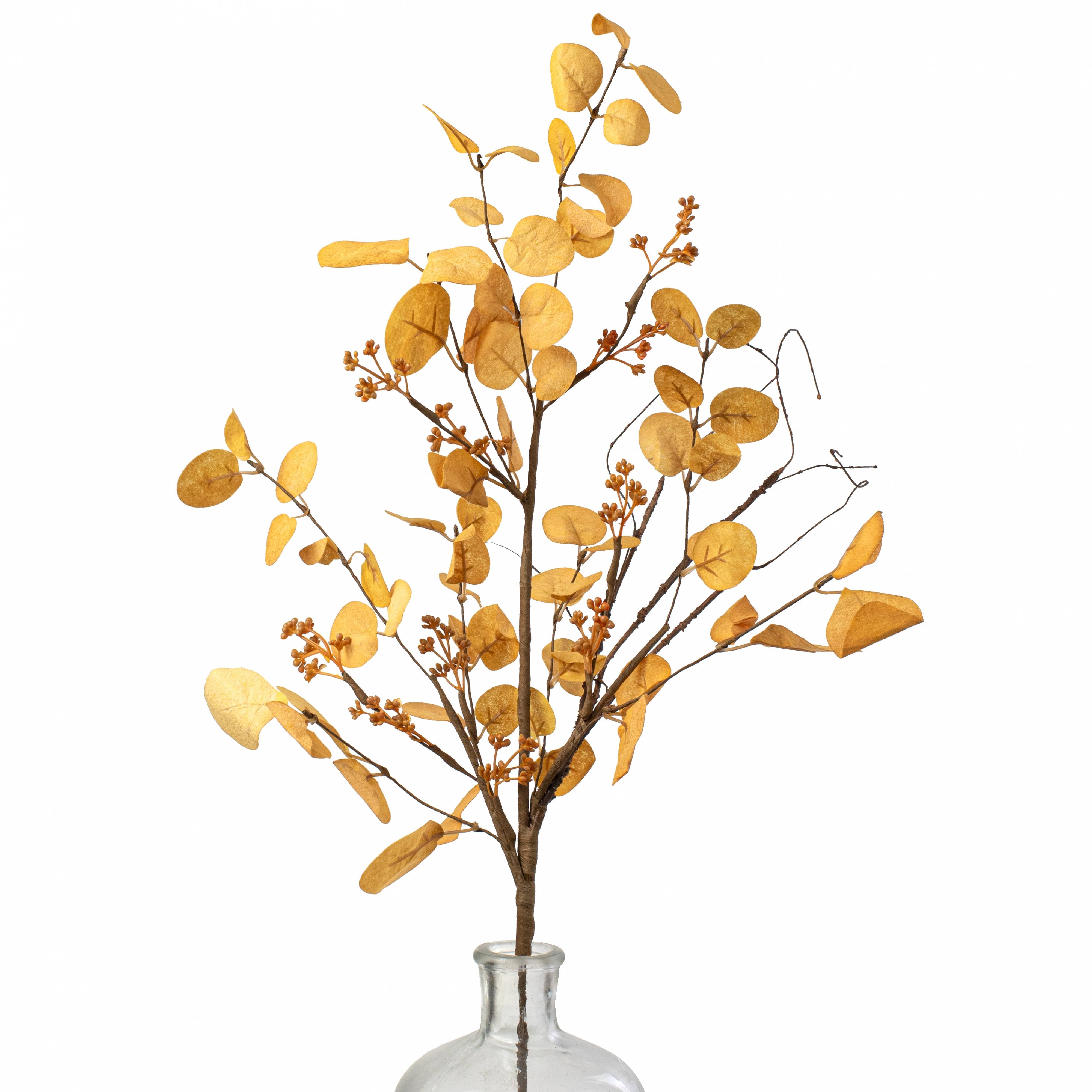 32" Seeded Eucalyptus Spray: Mustard Yellow