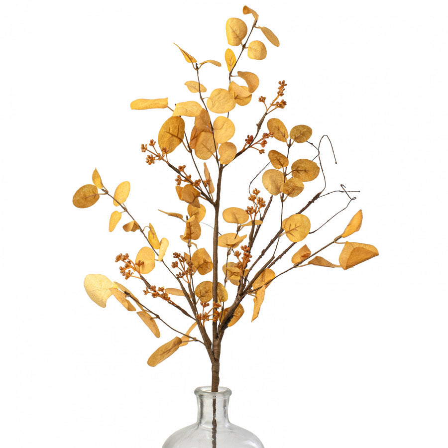 32" Seeded Eucalyptus Spray: Mustard Yellow