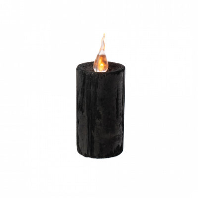 5" Battery Operated Wooden Faux LED Candle: Black