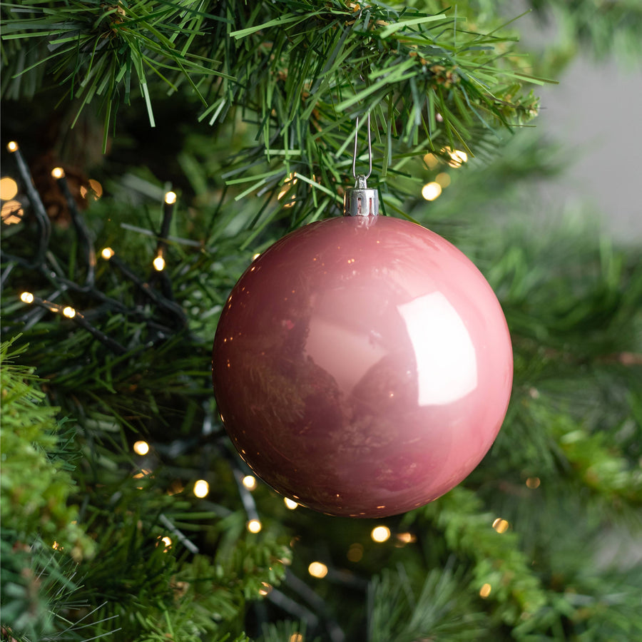 100MM Seamless Plastic Ball Ornament: Pearl Pink (Set of 4)