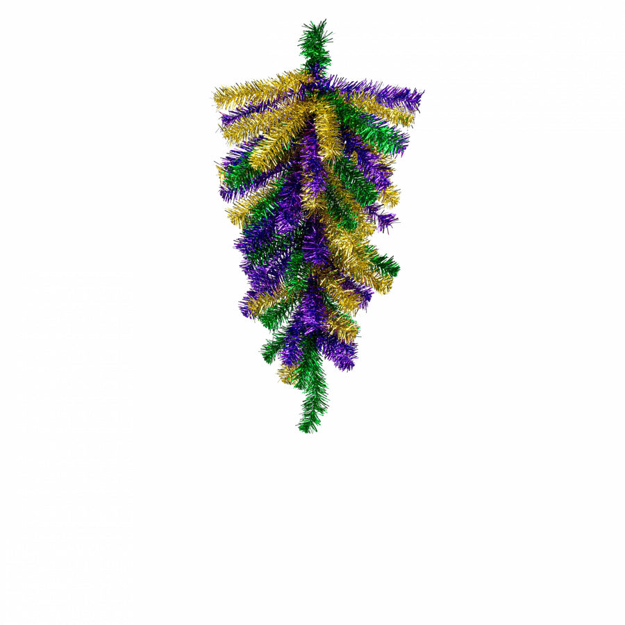 24" Pine Teardrop Swag: Metallic Mardi Gras (55 Tips)