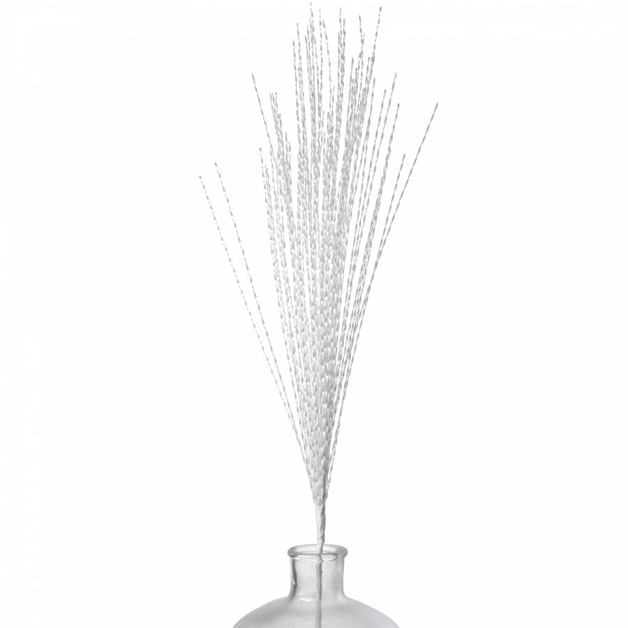 32" Metallic Twisted Grass Spray: White