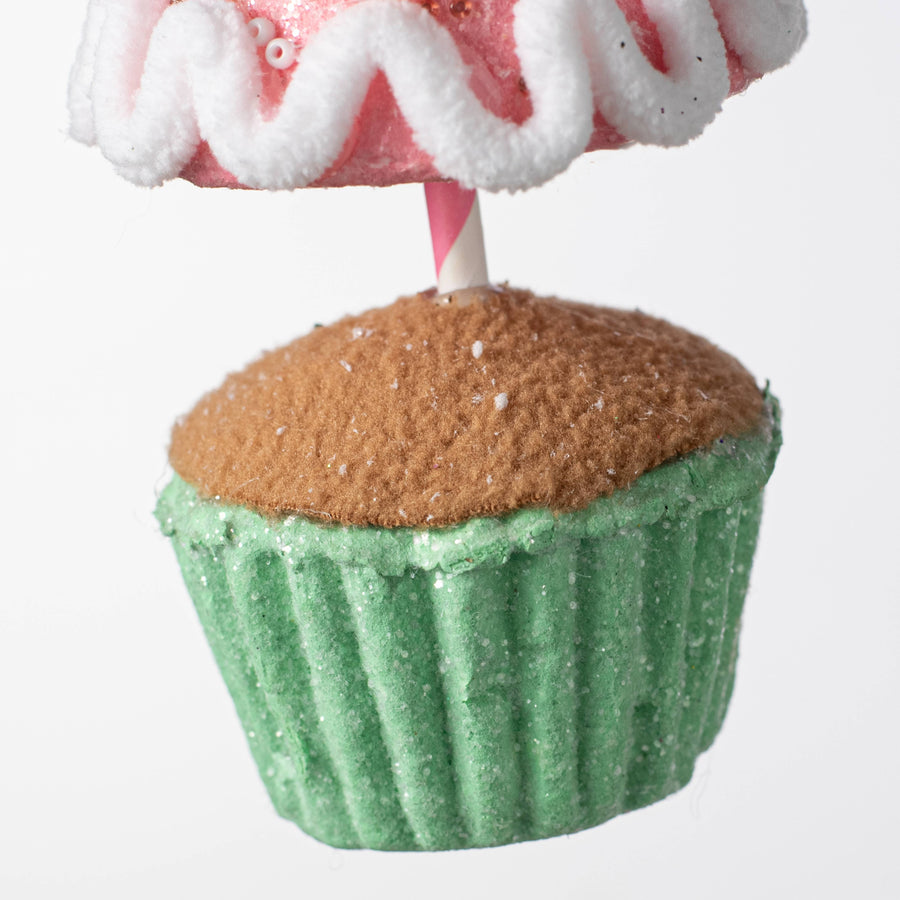 8" Christmas Tree Cupcake Ornament: Pink