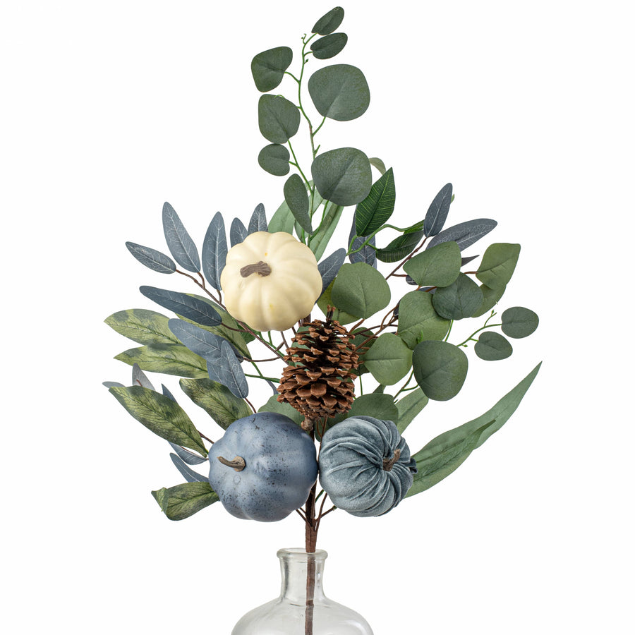 30" Pumpkin & Pinecone Spray: Smoke Blue & Cream
