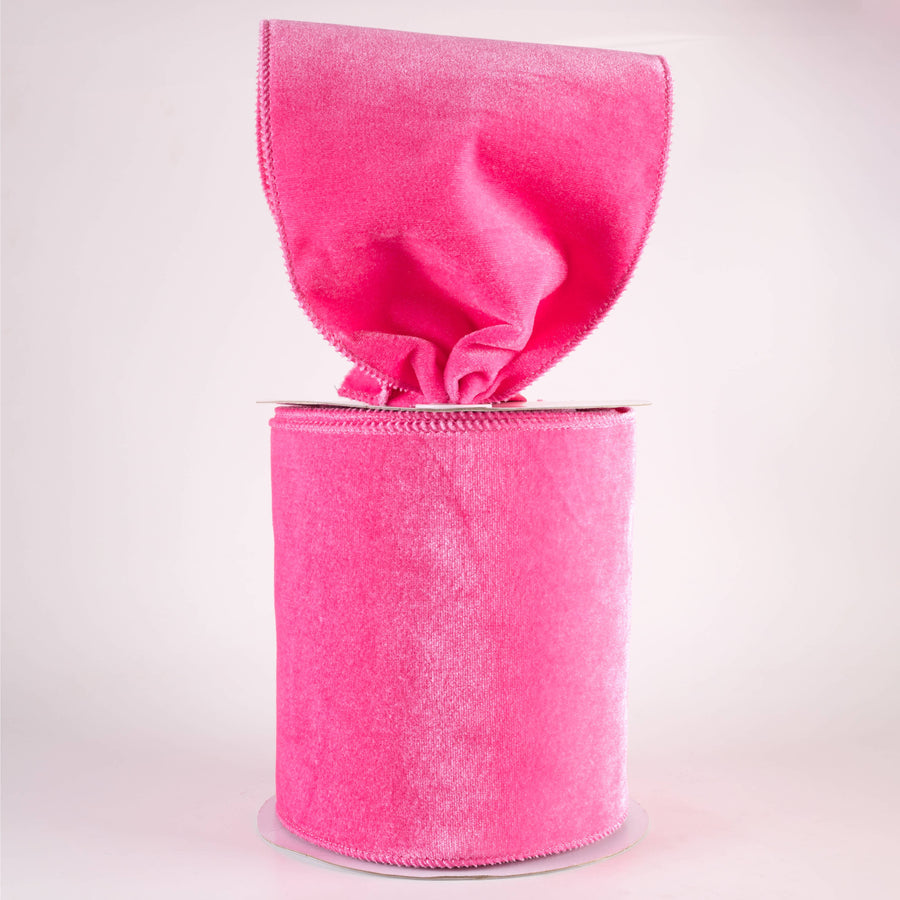 6" Deluxe Velvet Satin Backing Ribbon: Hot Pink (10 Yards)