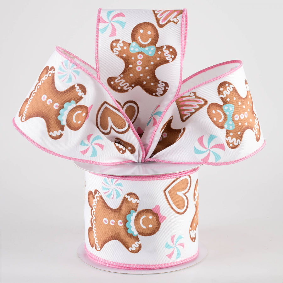 2.5" Gingerbread, Cookies & Candy Ribbon: Pink & Blue