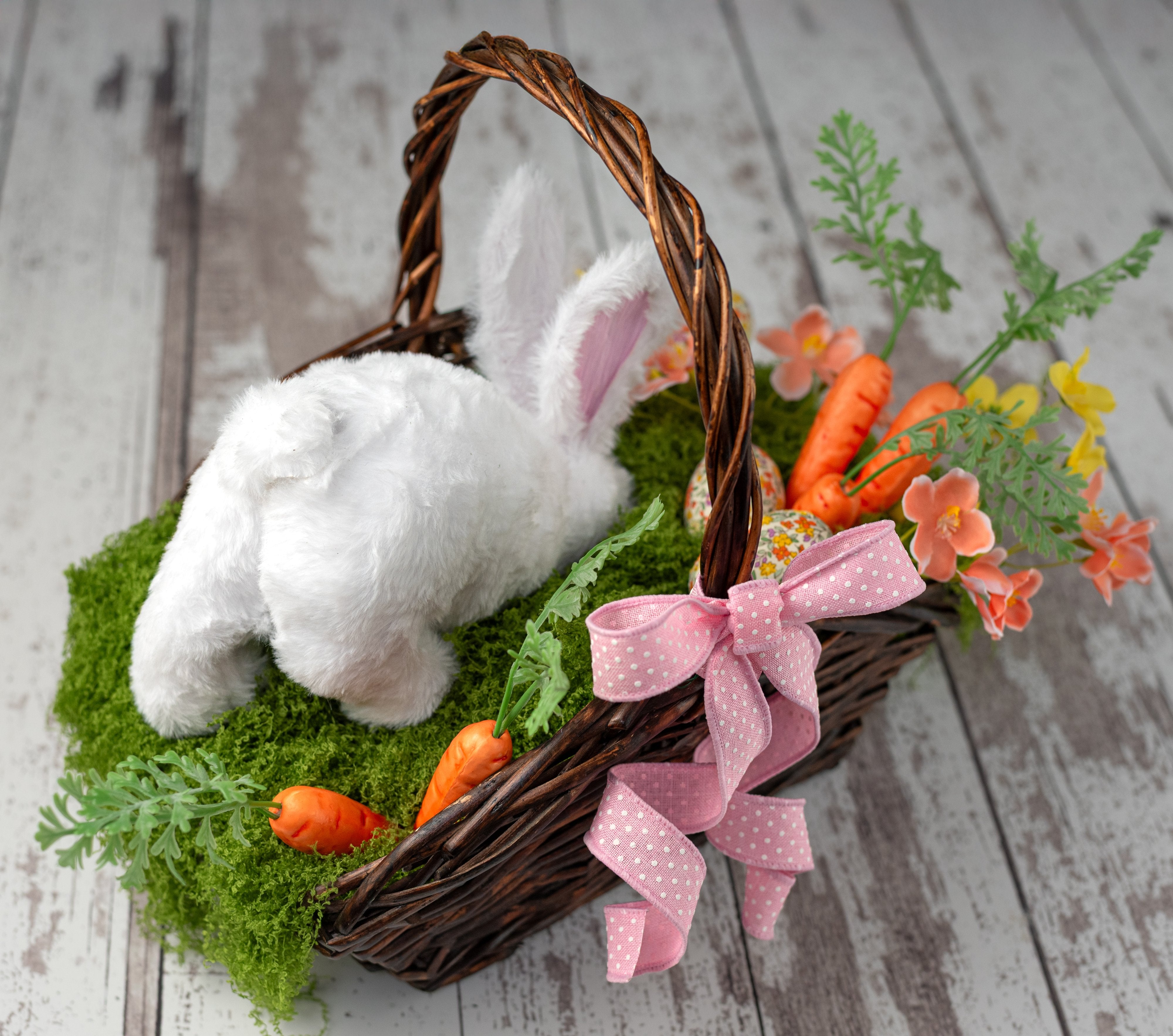8.5" Furry Head Down Bunny Rabbit Decoration Lifestyle Photo