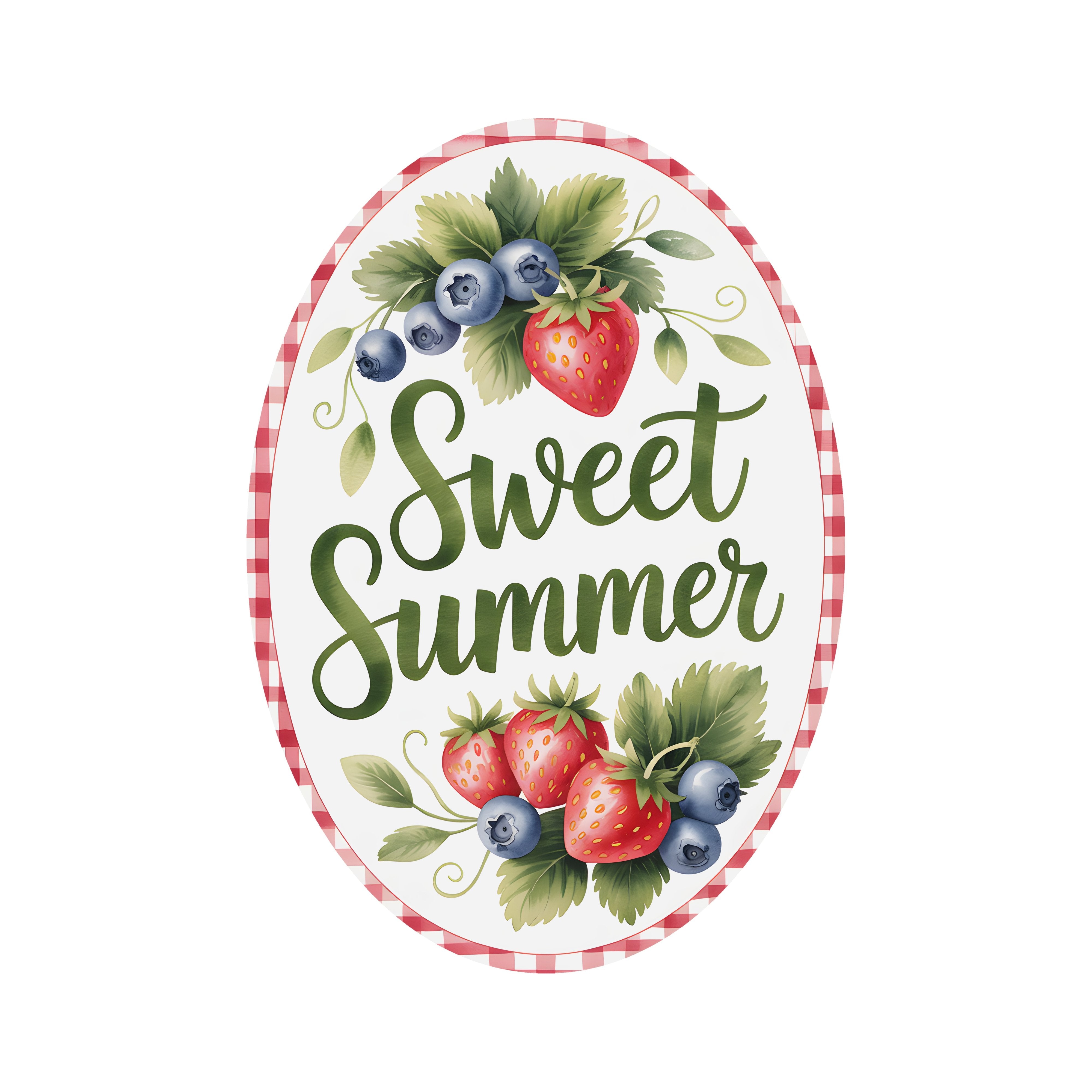 8.5" Oval Waterproof Sign: Sweet Summer Strawberries and Blueberries Item Number: CD1324NH-085