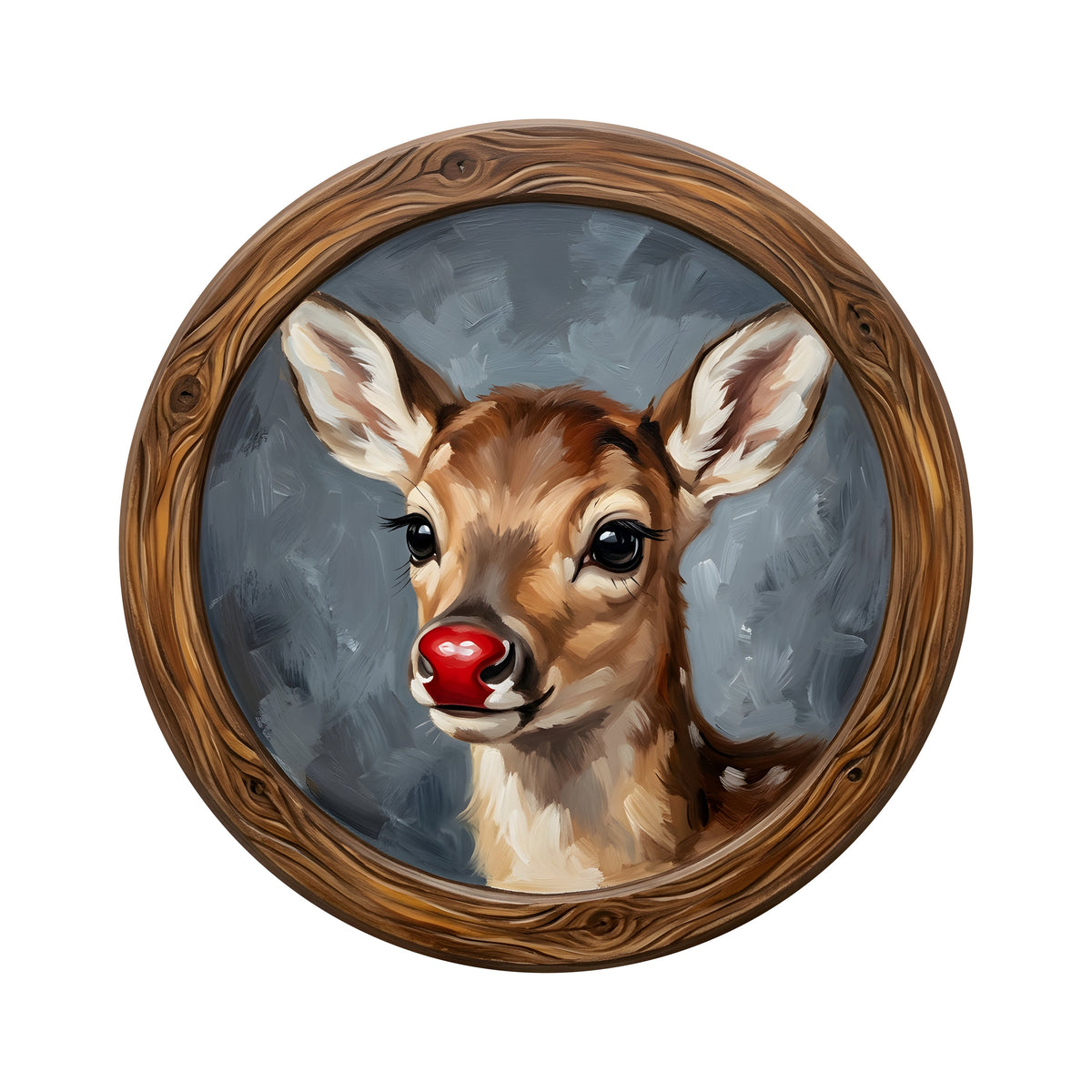 8.5" Round Waterproof Accent: Red Nosed Young Reindeer Portrait Item Number: CD1488NH-085