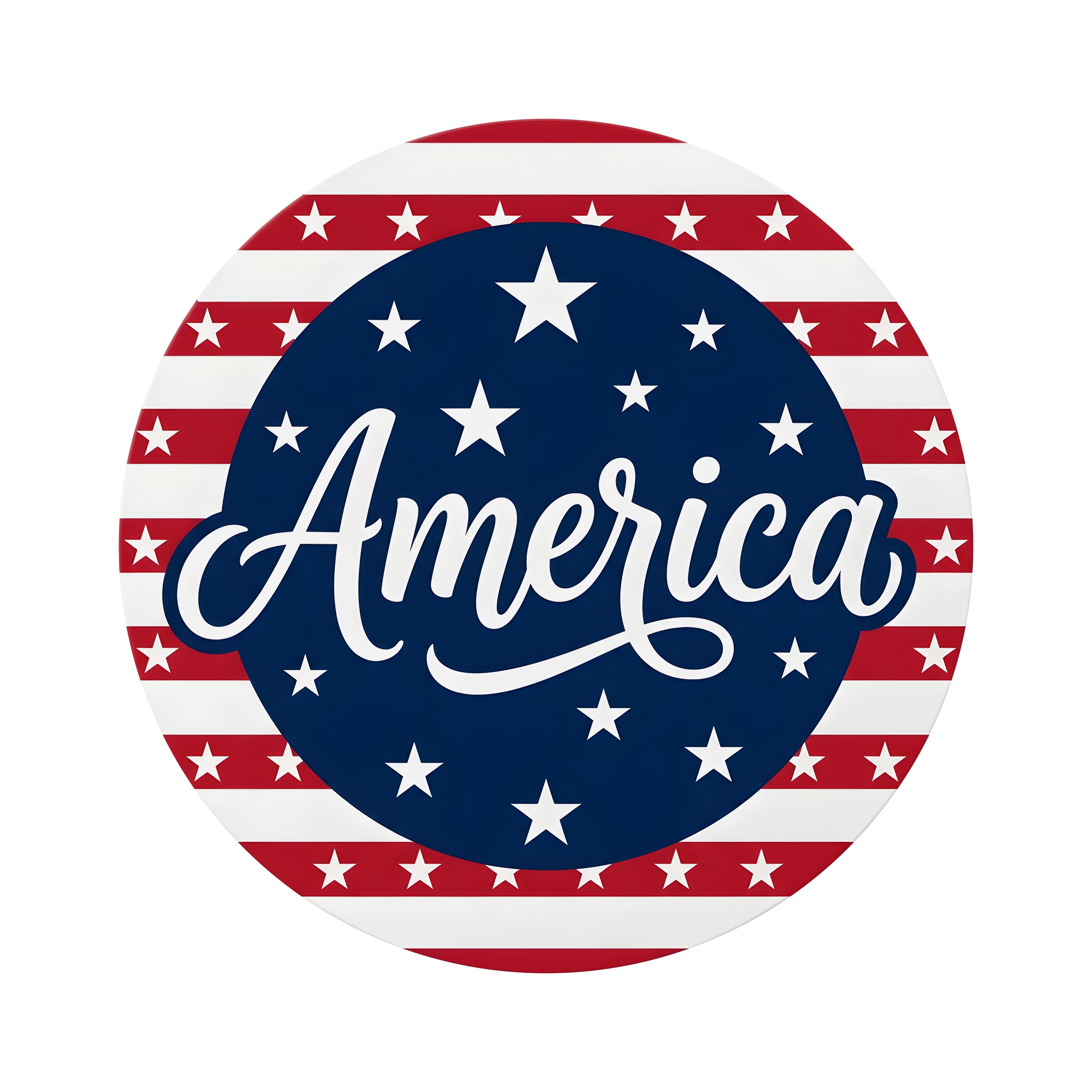 8.5" Round Waterproof Sign: America Patriotic Stars and Stripes Item Number: CD1433NH-085