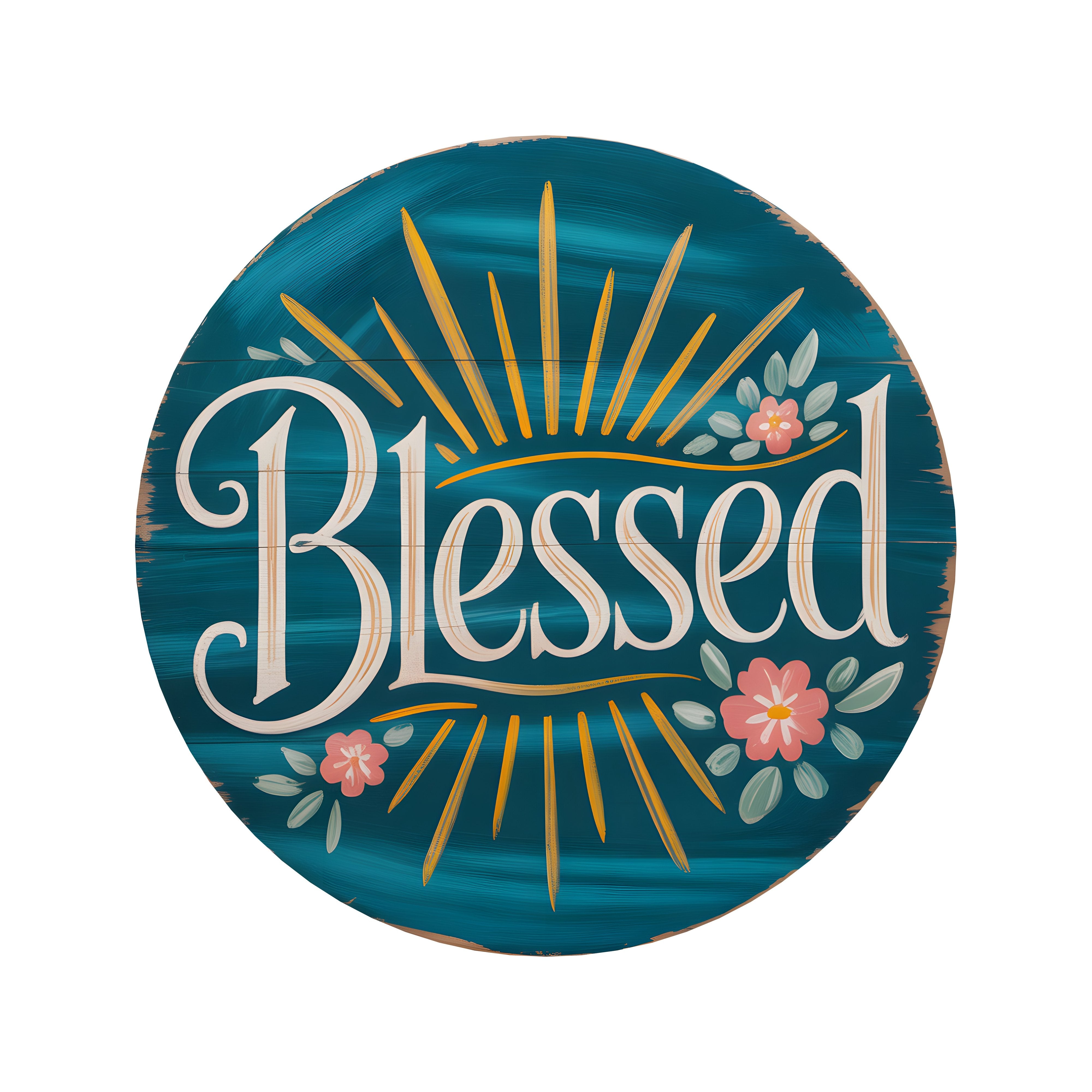 8.5" Round Waterproof Sign: Blessed Sunburst Floral Item Number: CD1286NH-085
