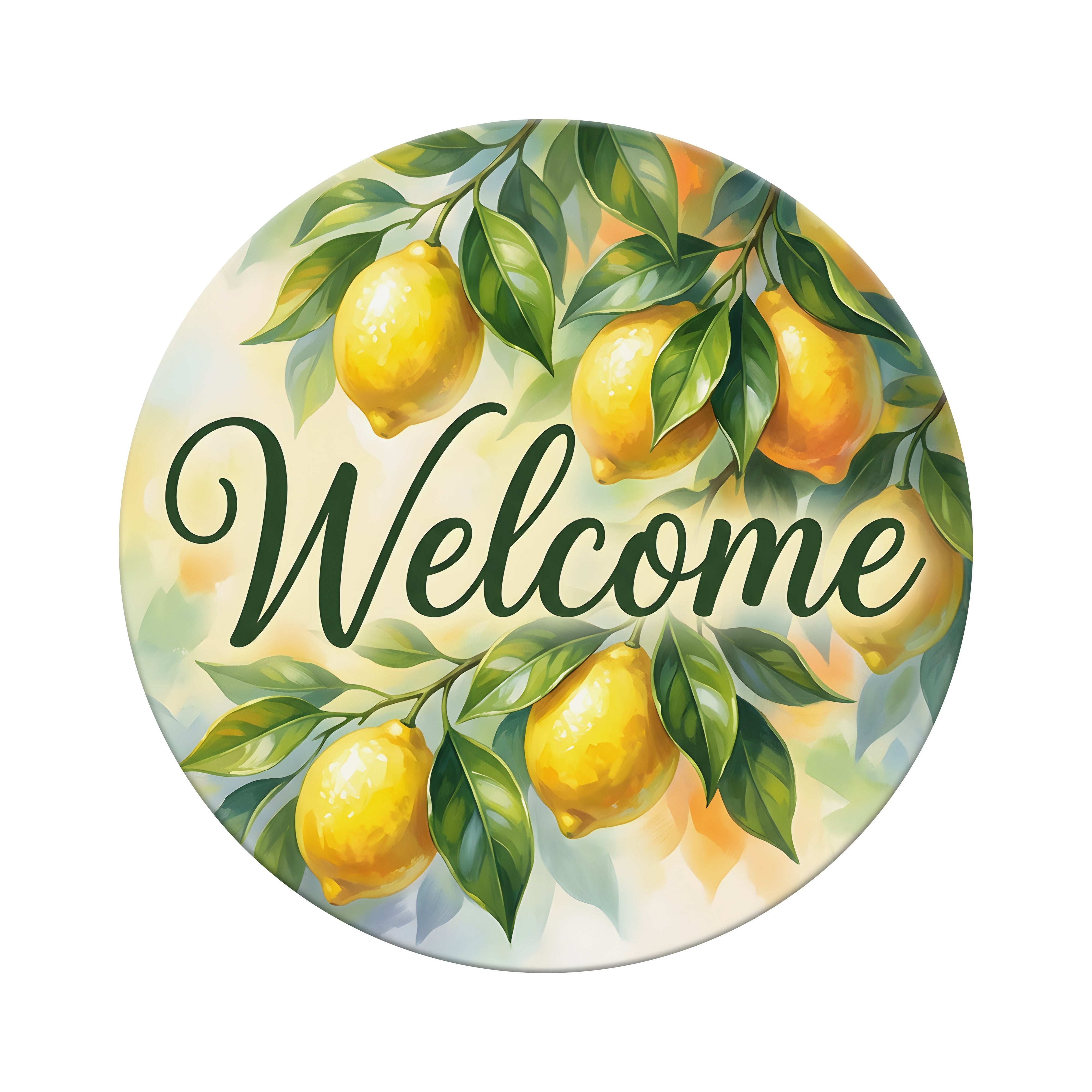 8.5" Round Waterproof Sign: Lemon Tree Welcome Item Number: CD1400NH-085