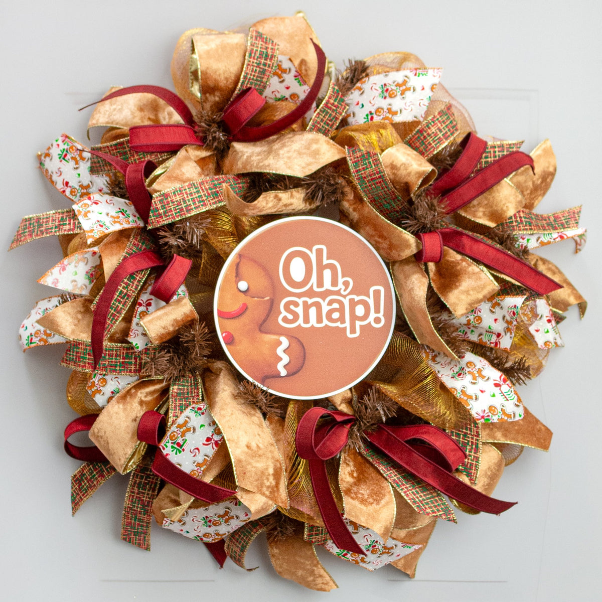 8.5" Round Waterproof Sign: Oh Snap Bitten Gingerbread Man detail photo 3