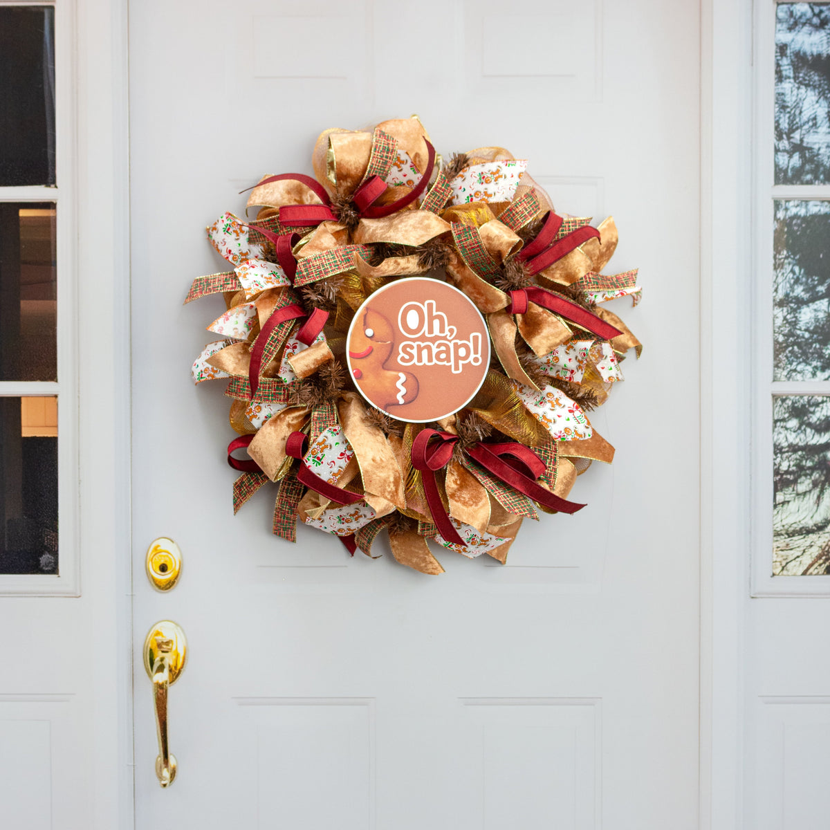 8.5" Round Waterproof Sign: Oh Snap Bitten Gingerbread Man detail photo 4