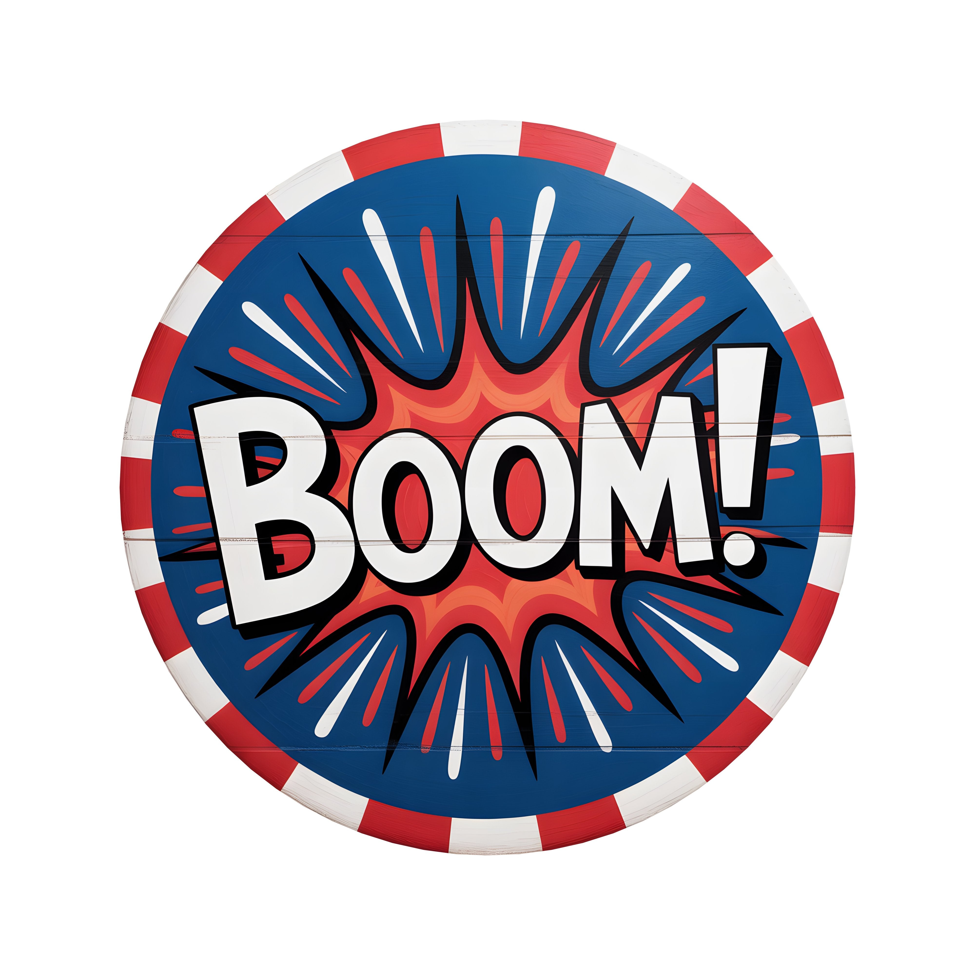 8.5" Round Waterproof Sign: Patriotic Boom Fireworks Item Number: CD1250NH-085