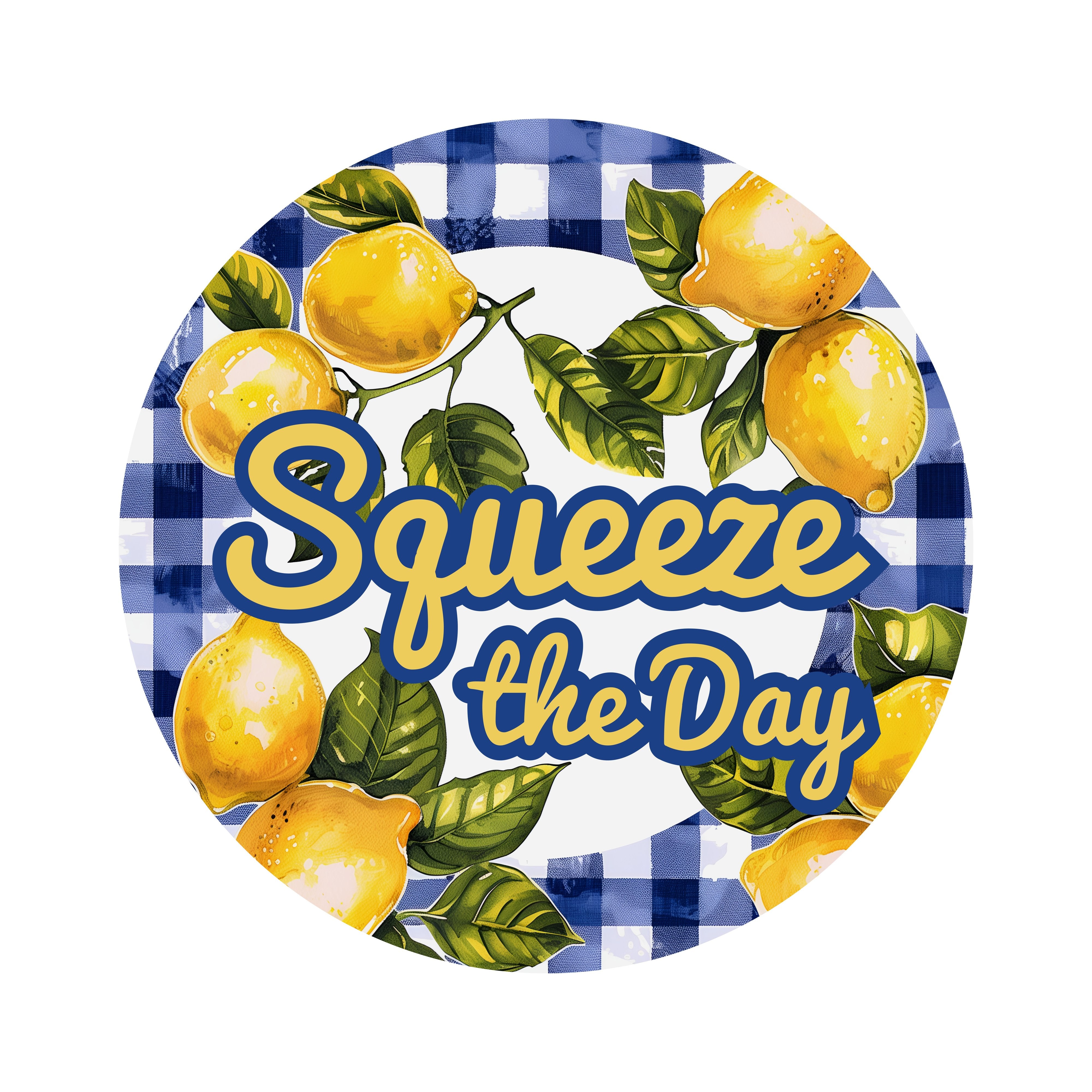 8.5" Round Waterproof Sign: Squeeze the Day Lemons Item Number: CD1122NH-085